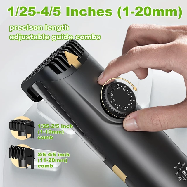 Alt view image 6 of 6 - Beard Trimmer for men, Vacuum Mustache Trimmer Electric Shaver, Green | Body Hair Trimmer with Type-C Charging, LCD Display, IPX7 Waterproof, Dual-Motor, Length Adjustable Blade Wheel (1/25"-4/5")