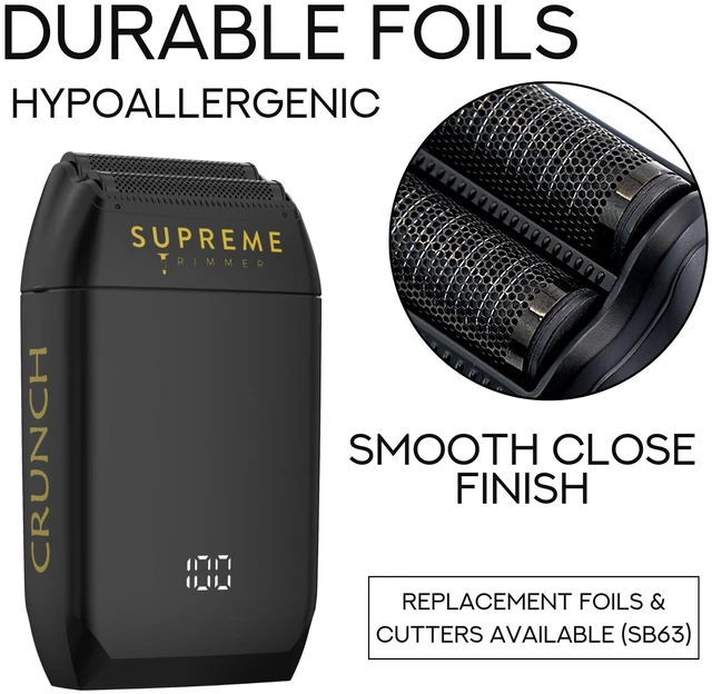 Alt view image 4 of 7 - Supreme Trimmer Crunch Foil Shaver & 2Spee Trimmer Barber Hair Cutting Kit | Cordless Beard & Mustache Trimming Set | LCD Battery Displays, Removable Blade Design, Waterproof Shaver (White)