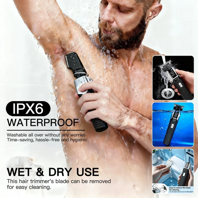 Alt view image 4 of 7 - 6-in-1 Professional Beard Trimmer for Men-Exposed Skeleton Design, 8000 RPM Motor, Alloy Machine Head | Waterproof Electric Shaver, Lithium-Ion Cordless Hair Clipper, Full Body Precision Grooming Kit