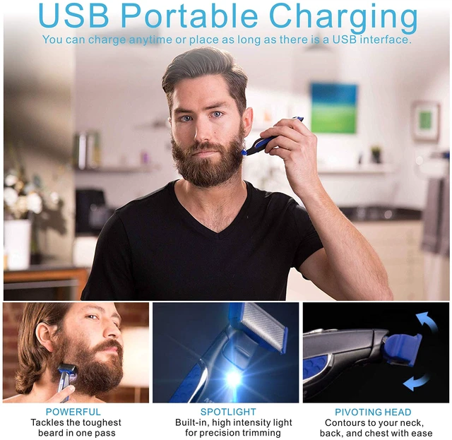 Alt view image 4 of 6 - Mens Hair Trimmer & Body Shaver that Trims, Edges, Shaves, and Grooms - Rechargeable Beard Trimmer for Men