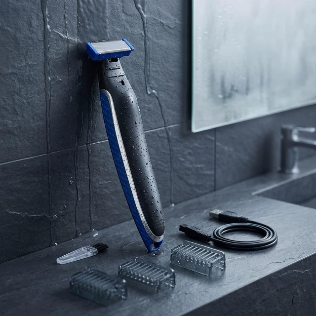 Alt view image 5 of 6 - Mens Hair Trimmer & Body Shaver that Trims, Edges, Shaves, and Grooms - Rechargeable Beard Trimmer for Men