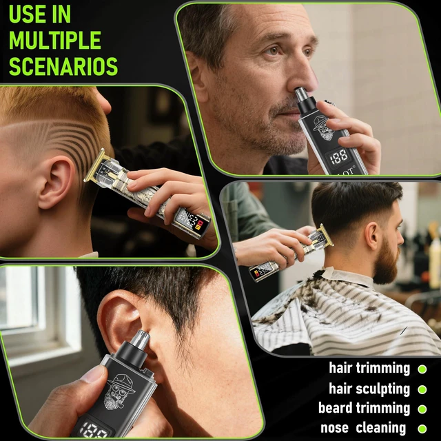 Alt view image 2 of 7 - LQT Hair Clippers for Men 2 in 1 Beard and Mustache Trimmer for Men T Liners Trimmers Electric Cordless Nose and Ear Hair Trimmer Grooming Kit with Bag, to Son Husband Father Men's Gifts