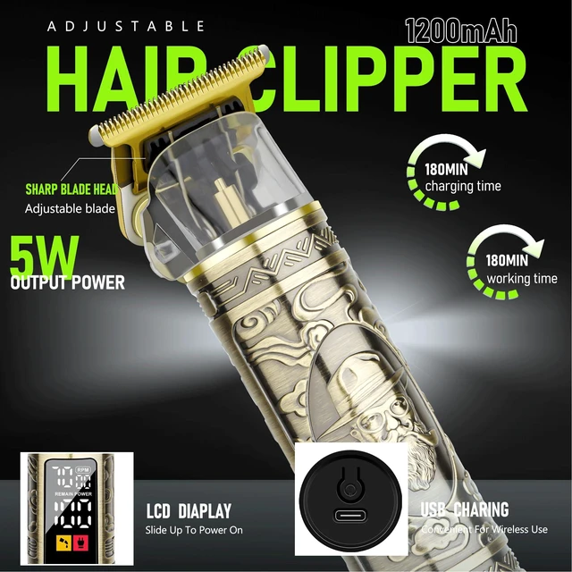 Alt view image 4 of 7 - LQT Hair Clippers for Men 2 in 1 Beard and Mustache Trimmer for Men T Liners Trimmers Electric Cordless Nose and Ear Hair Trimmer Grooming Kit with Bag, to Son Husband Father Men's Gifts