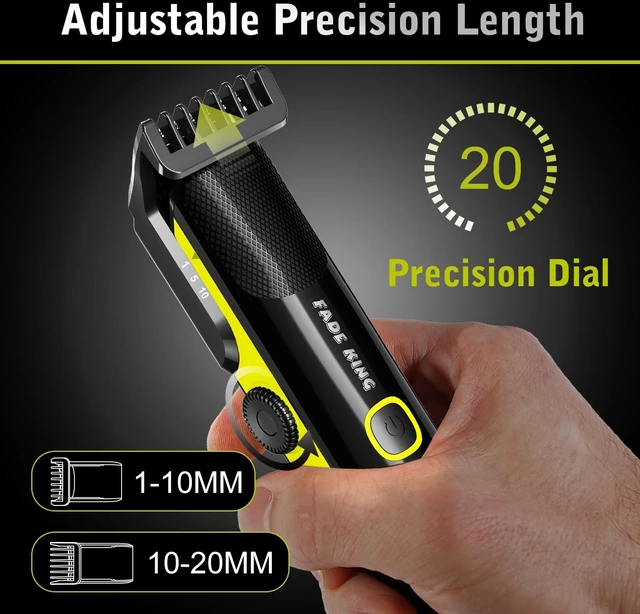 Alt view image 6 of 7 - FADEKING Beard Trimmer for Men, Professional Hair Trimmer, Waterproof Electric Beard Trimmer Razor for Nose, Body, Face & Mustache, Cordless Hair Clippers, Grooming Gifts for Men (Yellow)