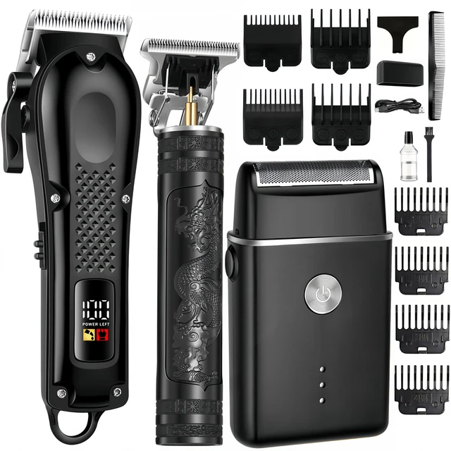 Main image of PROIYO 3-in-1 Hair Clippers for Men with LED, Beard Trimmer & Foil Shaver | Cordless USB Rechargeable Haircut Kit: 8 Guide Combs, T-Blade Detailing, Low-Noise, Nick-Free, Gift-Ready.