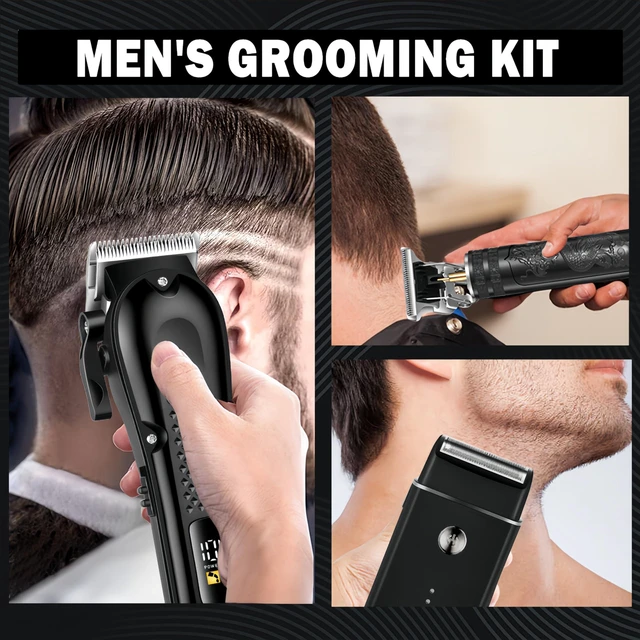 Alt view image 2 of 6 - PROIYO 3-in-1 Hair Clippers for Men with LED, Beard Trimmer & Foil Shaver | Cordless USB Rechargeable Haircut Kit: 8 Guide Combs, T-Blade Detailing, Low-Noise, Nick-Free, Gift-Ready.