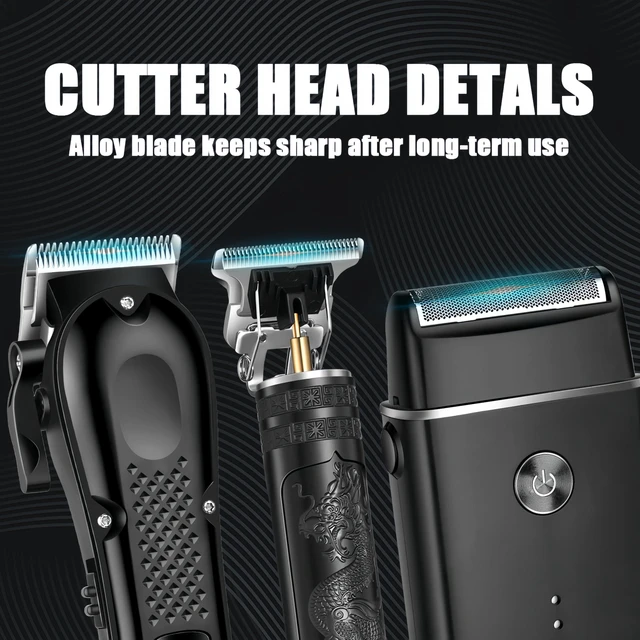 Alt view image 3 of 6 - PROIYO 3-in-1 Hair Clippers for Men with LED, Beard Trimmer & Foil Shaver | Cordless USB Rechargeable Haircut Kit: 8 Guide Combs, T-Blade Detailing, Low-Noise, Nick-Free, Gift-Ready.