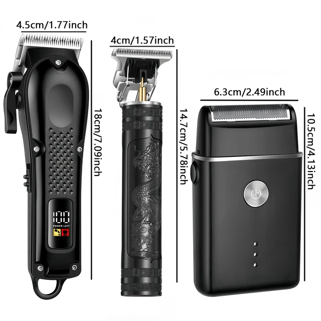 Alt view image 6 of 6 - PROIYO 3-in-1 Hair Clippers for Men with LED, Beard Trimmer & Foil Shaver | Cordless USB Rechargeable Haircut Kit: 8 Guide Combs, T-Blade Detailing, Low-Noise, Nick-Free, Gift-Ready.