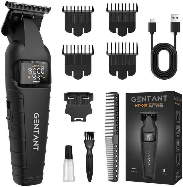 Main image of GenTant Zero Gap Trimmer for Men, Trimmers for Barbers, T Liners Clippers | Zero Gap DLC T-Blade Beard Trimmer, LCD Battery Display, 8000RPM Cordless Detailer, 180-Min Runtime, Type-C, Gifts for Men