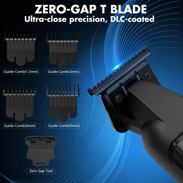 Alt view image 3 of 7 - GenTant Zero Gap Trimmer for Men, Trimmers for Barbers, T Liners Clippers | Zero Gap DLC T-Blade Beard Trimmer, LCD Battery Display, 8000RPM Cordless Detailer, 180-Min Runtime, Type-C, Gifts for Men
