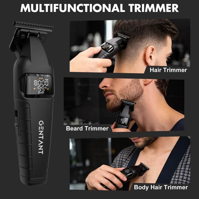 Alt view image 5 of 7 - GenTant Zero Gap Trimmer for Men, Trimmers for Barbers, T Liners Clippers | Zero Gap DLC T-Blade Beard Trimmer, LCD Battery Display, 8000RPM Cordless Detailer, 180-Min Runtime, Type-C, Gifts for Men
