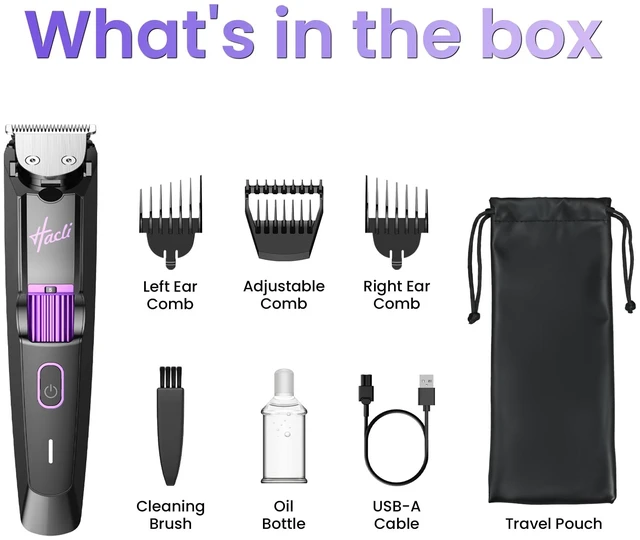 Alt view image 7 of 7 - HACU Cordless Beard Trimmer for Men - Facial Hair Trimmer with Precision Dial, 20 Adjustable Length Settings, IPX7 Waterproof Wet/Dry Use, Grooming Gift for Dad, Husband & Him