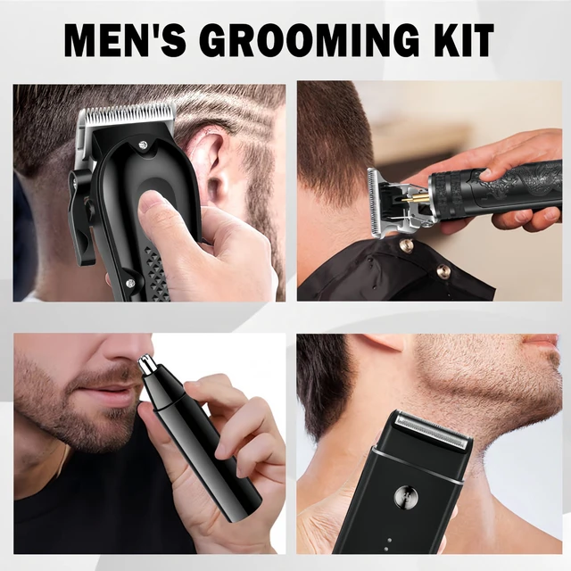 Alt view image 3 of 7 - 4-in-1 Hair Clippers for Men with LED, Beard Trimmer & Foil Shaver | Cordless USB Rechargeable Haircut Kit: Nose Trimmer, Self-Sharpening Blade, Low-Noise, Nick-Free, Black.