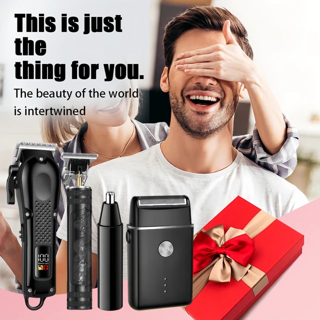 Alt view image 6 of 7 - 4-in-1 Hair Clippers for Men with LED, Beard Trimmer & Foil Shaver | Cordless USB Rechargeable Haircut Kit: Nose Trimmer, Self-Sharpening Blade, Low-Noise, Nick-Free, Black.