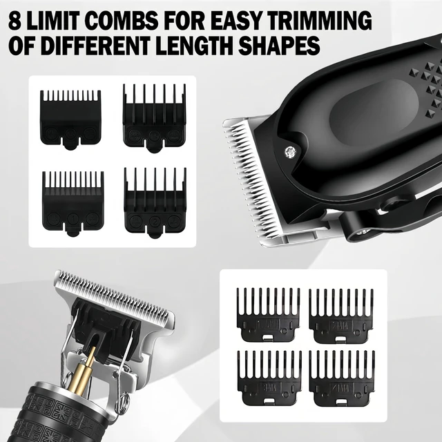 Alt view image 5 of 7 - 4-in-1 Hair Clippers for Men with LED, Beard Trimmer & Foil Shaver | Cordless USB Rechargeable Haircut Kit: Nose Trimmer, Self-Sharpening Blade, Low-Noise, Nick-Free, Black.