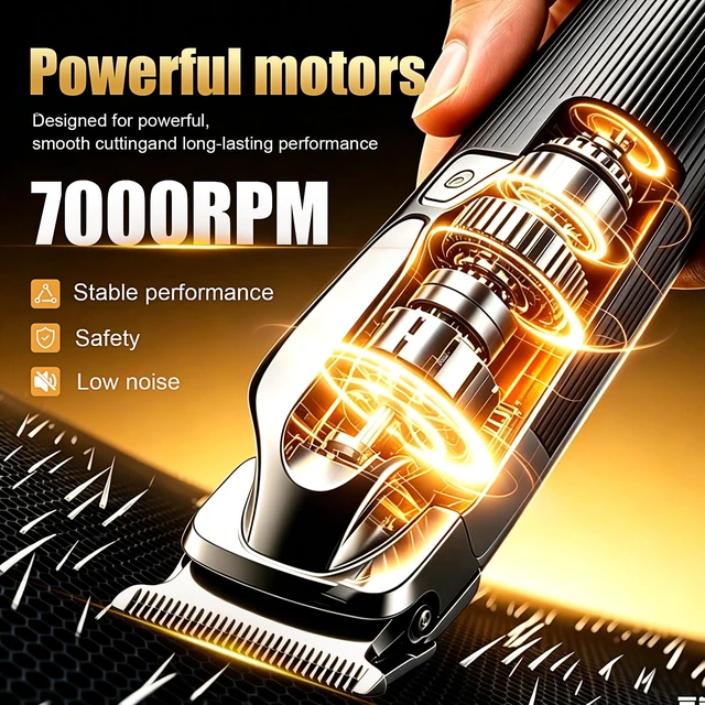 Alt view image 3 of 7 - Audoc 6 in 1 Beard Trimmer for Men Rechargeable with LED Display | IPX6 Waterproof Wet/Dry, Magnetic Detachable Blades, Easy Cleaning, Mustache Hair Clipper Set