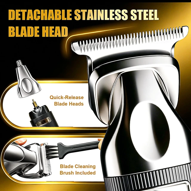 Alt view image 6 of 7 - Audoc 6 in 1 Beard Trimmer for Men Rechargeable with LED Display | IPX6 Waterproof Wet/Dry, Magnetic Detachable Blades, Easy Cleaning, Mustache Hair Clipper Set