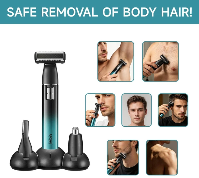 Alt view image 3 of 7 - VGR 628 Cordless Beard Trimmer for Men with Zero-Gap T-Blade | 600mAh battery; 60min runtime; USB rechargeable; 3 guide combs; cleaning brush; charging cable