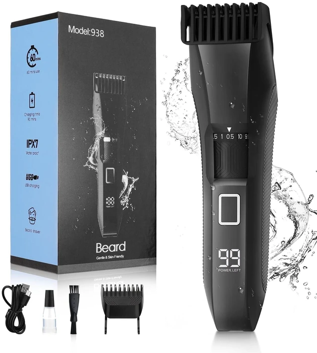 Main image of Beatslm Beard Trimmer for Men, 20 Length Adjustable, Cordless Hair Clippers | Stainless Steel T-Blade for Precision Facial Hair Trimming with 2 Guide Combs, IPX7 Waterproof, Travel Lock, LED Display