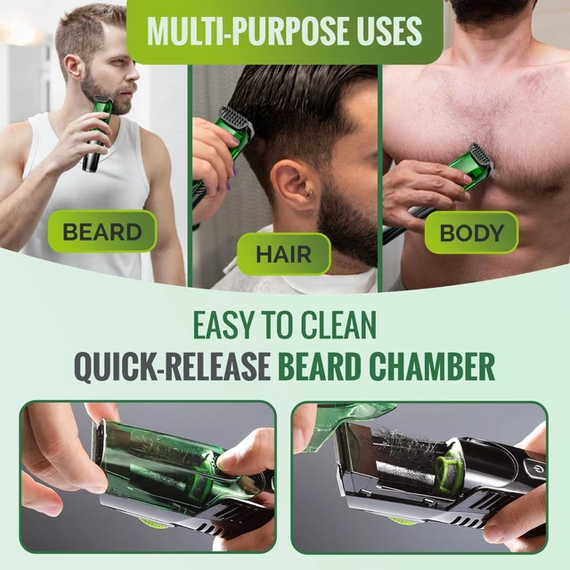 Alt view image 5 of 7 - Vacuum Beard Trimmer for Men Cordless, Professional Beard and Mustache Trimmer Rechargeable, 20 Precision Lengths 1-20mm Dial, IPX6 Waterproof Wet Dry Electric Hair Trimmer Grooming Kit, USB-C.