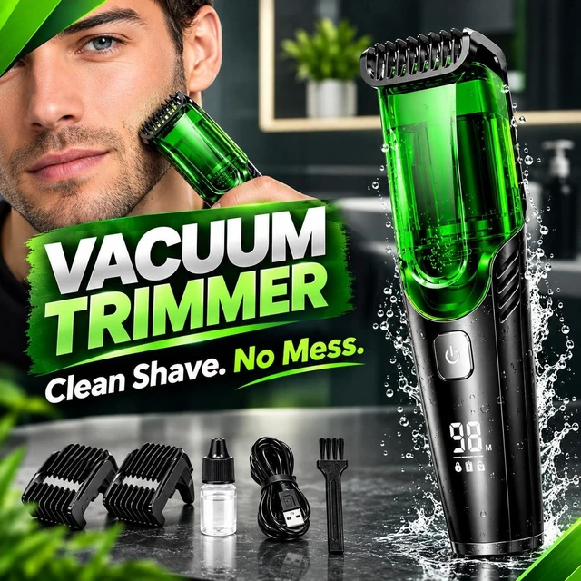 Alt view image 4 of 7 - Vacuum Beard Trimmer for Men Cordless, Professional Beard and Mustache Trimmer Rechargeable, 20 Precision Lengths 1-20mm Dial, IPX6 Waterproof Wet Dry Electric Hair Trimmer Grooming Kit, USB-C.
