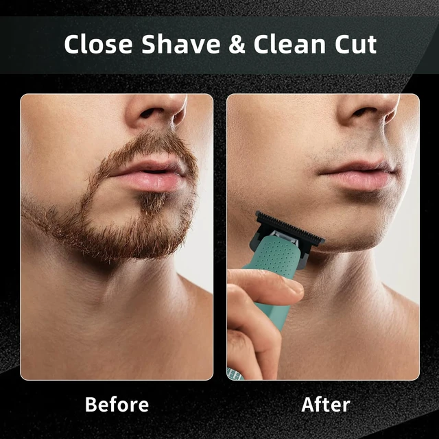 Alt view image 3 of 7 - IWEEL Professional Beard Trimmer for Men, Electric Hair Clippers | Zero Gapped T-Blade Edgers, Cordless Rechargeable Mustache Trimmer Grooming Kit for Body, LCD Display, Green