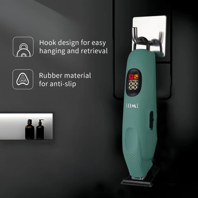 Alt view image 7 of 7 - IWEEL Professional Beard Trimmer for Men, Electric Hair Clippers | Zero Gapped T-Blade Edgers, Cordless Rechargeable Mustache Trimmer Grooming Kit for Body, LCD Display, Green