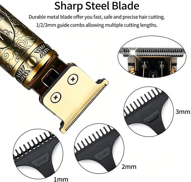 Alt view image 3 of 6 - Daydayone Beard Trimmer for Men, Zero Gap T-Blade Professional Hair Clipper | Rechargeable with LED Display, 180-Min Runtime, all-Metal Body, Precision Edger Clippers, Beard Mustache & Hair Trimming