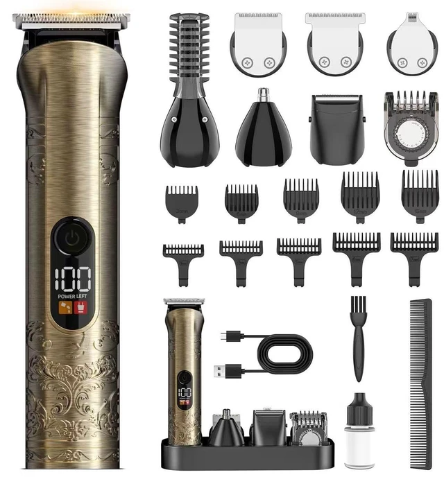 Main image of Solati Beard Trimmer for Men Professional Hair Clippers Kit with Zero Gapped Electric Waterproof Razor Shaver Set for Mustache Body Nose Ear Hair Facial Back Adjustable Precision Grooming Kit (Gold)