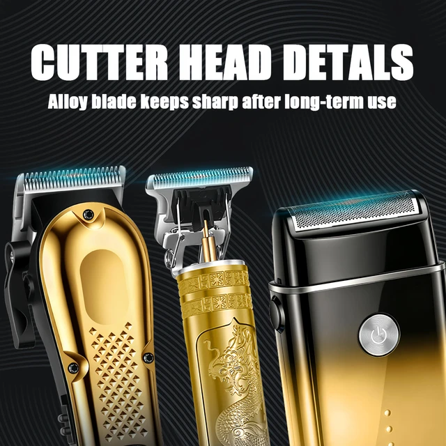 Alt view image 3 of 6 - 3-in-1 Hair Clippers for Men, Beard Trimmer & Foil Shaver, Golden | Cordless USB Rechargeable Haircut Kit: Self-Sharpening Blade, Low-Noise, Nick-Free, Beginner-Friendly, Gift-Ready.
