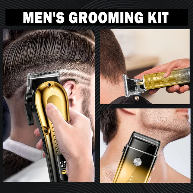 Alt view image 2 of 6 - 3-in-1 Hair Clippers for Men, Beard Trimmer & Foil Shaver, Golden | Cordless USB Rechargeable Haircut Kit: Self-Sharpening Blade, Low-Noise, Nick-Free, Beginner-Friendly, Gift-Ready.