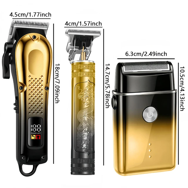 Alt view image 6 of 6 - 3-in-1 Hair Clippers for Men, Beard Trimmer & Foil Shaver, Golden | Cordless USB Rechargeable Haircut Kit: Self-Sharpening Blade, Low-Noise, Nick-Free, Beginner-Friendly, Gift-Ready.