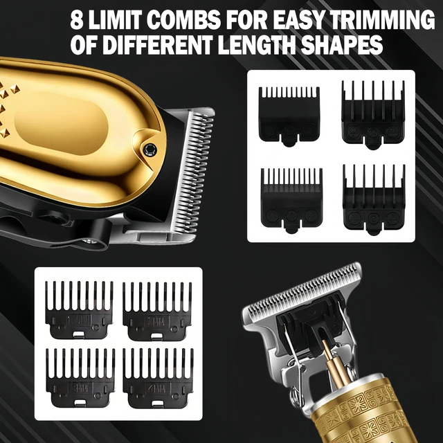 Alt view image 5 of 6 - 3-in-1 Hair Clippers for Men, Beard Trimmer & Foil Shaver, Golden | Cordless USB Rechargeable Haircut Kit: Self-Sharpening Blade, Low-Noise, Nick-Free, Beginner-Friendly, Gift-Ready.