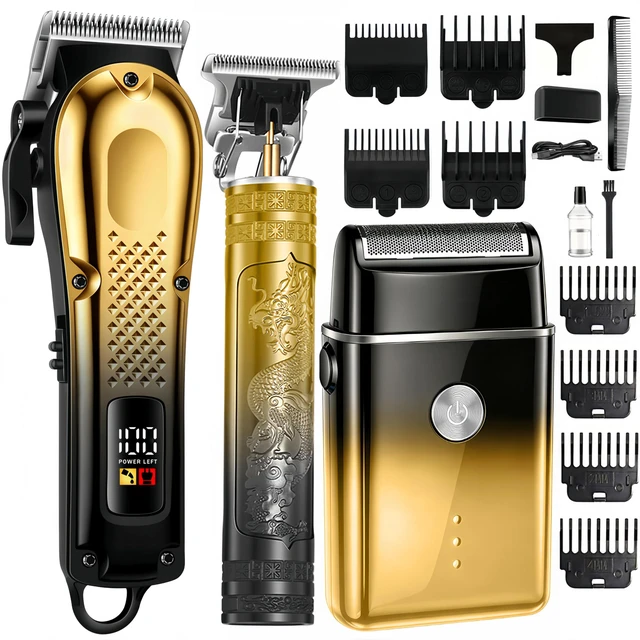 Main image of 3-in-1 Hair Clippers for Men, Beard Trimmer & Foil Shaver, Golden | Cordless USB Rechargeable Haircut Kit: Self-Sharpening Blade, Low-Noise, Nick-Free, Beginner-Friendly, Gift-Ready.