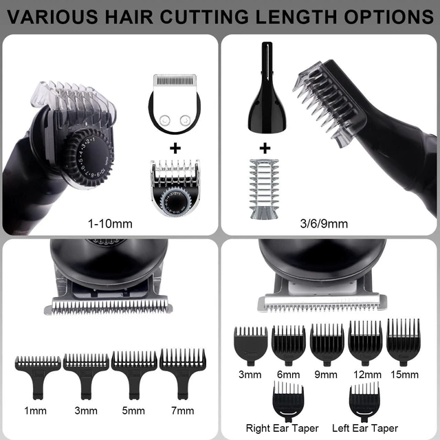 Alt view image 3 of 6 - Hatteker Beard Trimmer for Men Mustache Trimmer T-Blade Beard Grooming Kit Hair Clipper Electic Razor Shavers Cordless Waterproof Nose Body Trimmer 8 in 1 Adjustable Speed