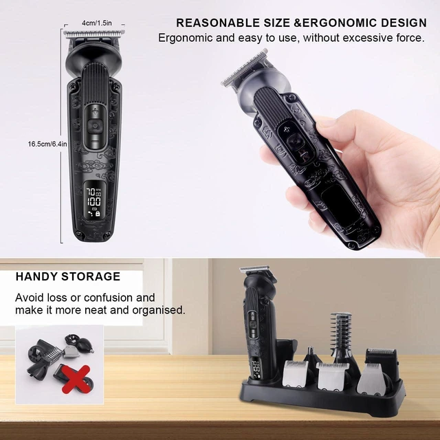 Alt view image 5 of 6 - Hatteker Beard Trimmer for Men Mustache Trimmer T-Blade Beard Grooming Kit Hair Clipper Electic Razor Shavers Cordless Waterproof Nose Body Trimmer 8 in 1 Adjustable Speed