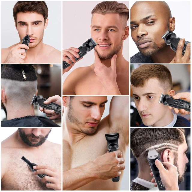 Alt view image 6 of 6 - Hatteker Beard Trimmer for Men Mustache Trimmer T-Blade Beard Grooming Kit Hair Clipper Electic Razor Shavers Cordless Waterproof Nose Body Trimmer 8 in 1 Adjustable Speed