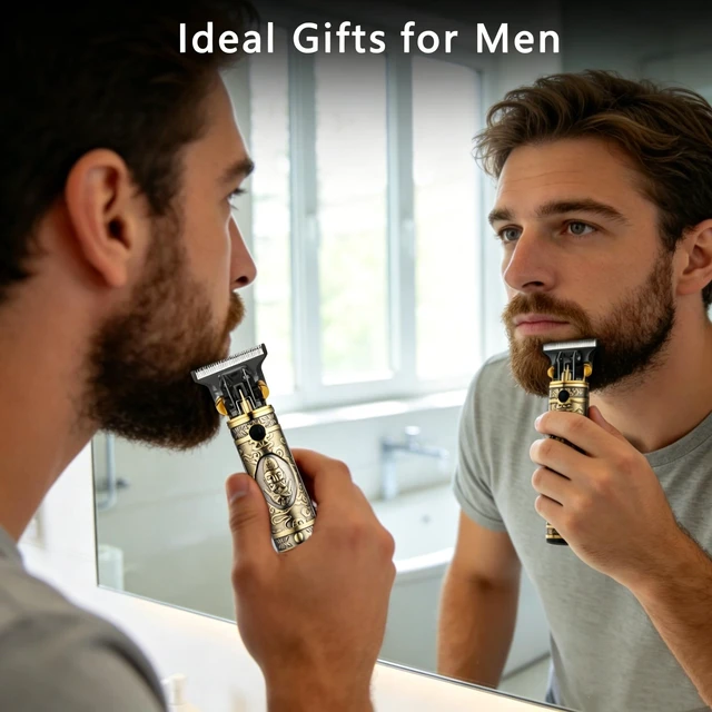Alt view image 7 of 7 - AMULISS Beard Trimmer for Men,Zero Gapped Vintage Professional Hair Clipper | Multifunctional,180-min running time,all-metal body,T- blade trimmer for beard,haircut,carving,body hair,balding trimming