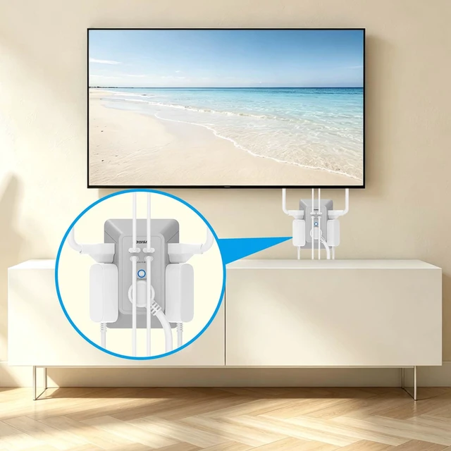 Alt view image 4 of 7 - 5 Outlet Extender Multi Plug Wall Outlets with 4 USB Charging Ports(2 USB-C PD 20W), 3 Sided 1680J Surge Protector Power Strip with Adapter Spaced Outlets for Home, Office, Travel, ETL Listed, Grey