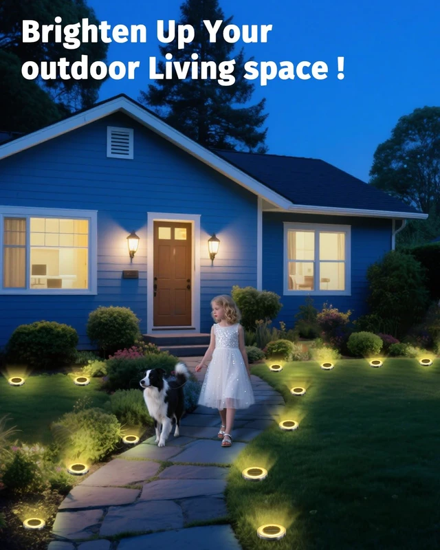 Alt view image 7 of 7 - 16 Pack 2.1 inch Mini Solar Ground Lights OutdoorWarm White | IP65 Waterproof Solar Flat Garden Light, Solar Powered Disc Pathway Lights for Outside Walkway Yard Landscape Lawn Driveway