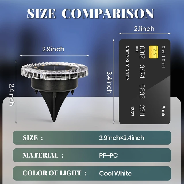 Alt view image 2 of 6 - PATIOWIN 10 Pack Small Solar Ground Lights, Garden Lights Cool White | Solar Powered Pathway Lights Waterproof, Landscape Lighting for Walkway, Driveway, Backyard, Patio- Transparent Lampshade