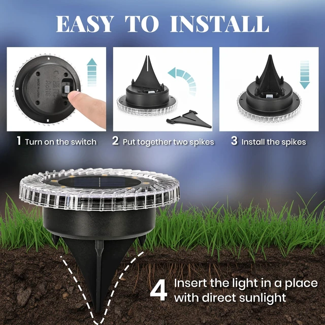 Alt view image 6 of 6 - PATIOWIN 10 Pack Small Solar Ground Lights, Garden Lights Cool White | Solar Powered Pathway Lights Waterproof, Landscape Lighting for Walkway, Driveway, Backyard, Patio- Transparent Lampshade