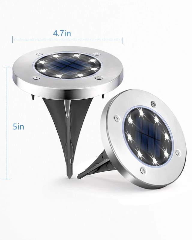 Alt view image 6 of 7 - UFOND Solar Garden Lights, 8 Pack Solar Lights Outdoor Waterproof for Patio | Ground Lights Solar Powered, Disk Deck Lights, home Landscape Lighting for Pathway Yard Lawn Driveway Walkway, Cold White