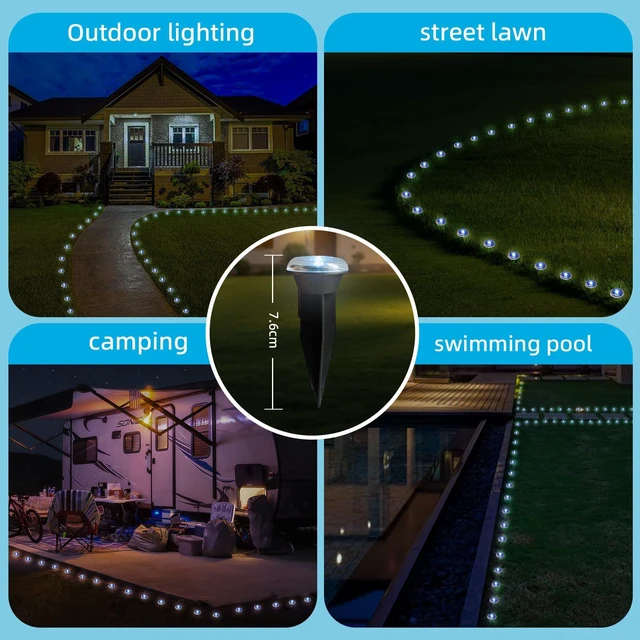 Alt view image 2 of 7 - BYIZO 30 LED Solar Ground Lights Outdoor, Waterproof Solar Pathway Lights, LED Landscape Lighting for Garden, Patio, Driveway, Walkway - White