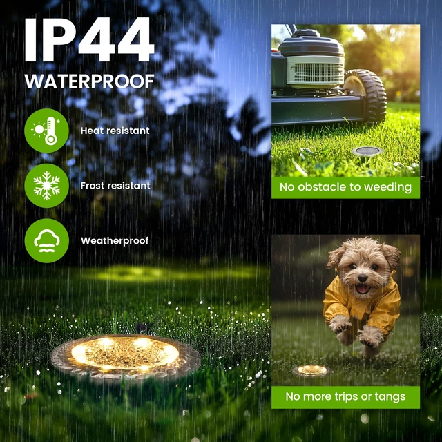 Alt view image 5 of 7 - PATIOWIN 16 Pack Small Solar Ground Lights, Walkway Lights Warm White | Stainless Steel Solar Powered Driveway Lights Waterproof, Landscape Lighting for Pathway, Garden, Backyard, Patio