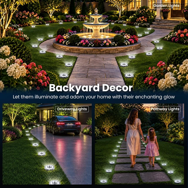 Alt view image 2 of 7 - SOLPEX 12 Pack Solar Ground Lights Outdoor, Yard Lights Cool White | IP65 Waterproof Landscape Lighting for Walkway, Driveway, Pathway, Garden, Backyard Decor- Diamond Style Lampshade