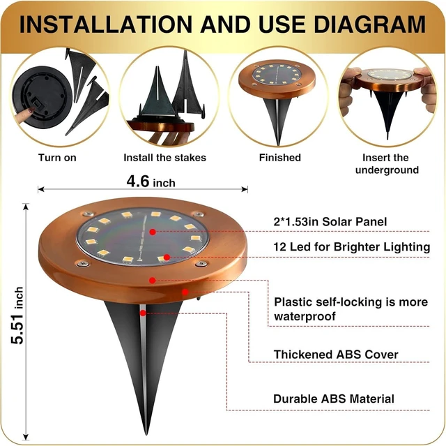 Alt view image 2 of 7 - HOFLYW Outdoor In-Ground Lights Solar Disc Lights Outdoor Solar Garden Lights | Outdoor Puck Lights Waterproof In Ground Solar Landscape Light 12 Pack 12 led for Pathway Yard Patio Walkway