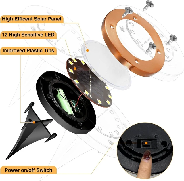 Alt view image 3 of 7 - HOFLYW Outdoor In-Ground Lights Solar Disc Lights Outdoor Solar Garden Lights | Outdoor Puck Lights Waterproof In Ground Solar Landscape Light 12 Pack 12 led for Pathway Yard Patio Walkway
