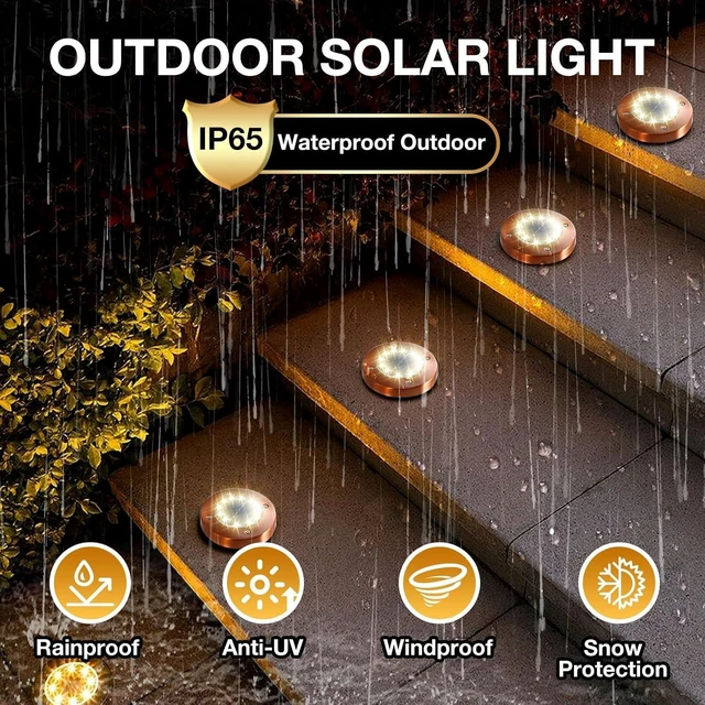 Alt view image 5 of 7 - HOFLYW Outdoor In-Ground Lights Solar Disc Lights Outdoor Solar Garden Lights | Outdoor Puck Lights Waterproof In Ground Solar Landscape Light 12 Pack 12 led for Pathway Yard Patio Walkway