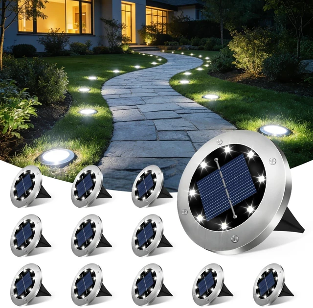 Main image of SZPOWER 4.6 Inch Solar Ground Lights 12 Pack, Solar Lights Outdoor Waterproof, Solar Garden Lights Outdoor Landscape Lighting for Pathway Walkway Patio Yard Driveway, Cool White